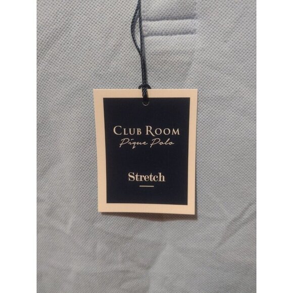 New Club Room Pique Polo Shirt Stretch Performance Blue Short Sleeve XL NWT - Picture 2 of 12